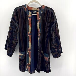 Vintage Kai Knapp velvet open front longline kimono style jacket